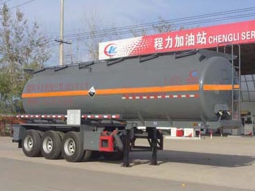 程力威牌CLW9400GFWA型腐蚀性物品罐式运输半挂车